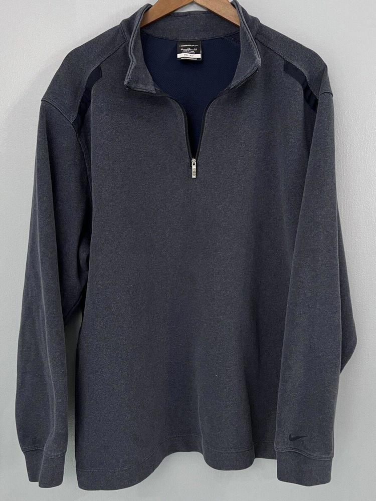 Nike Golf Dri-Fit 1/4 Zip Long Sleeve Knit Pullover Blueish 392394-470 Mens XL